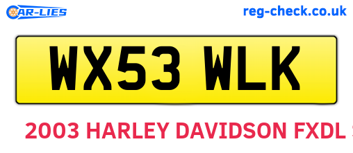 WX53WLK are the vehicle registration plates.