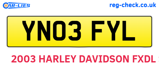 YN03FYL are the vehicle registration plates.