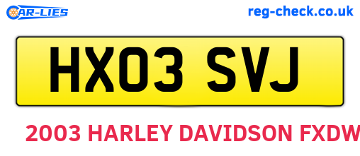 HX03SVJ are the vehicle registration plates.