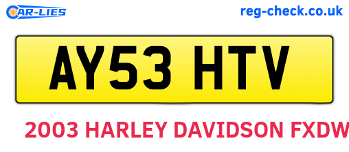 AY53HTV are the vehicle registration plates.