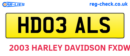HD03ALS are the vehicle registration plates.