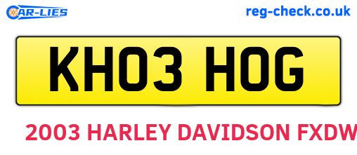 KH03HOG are the vehicle registration plates.