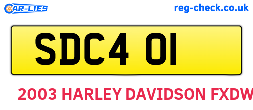 SDC401 are the vehicle registration plates.