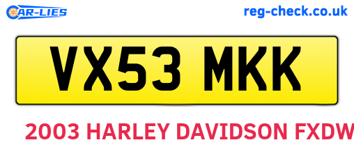 VX53MKK are the vehicle registration plates.