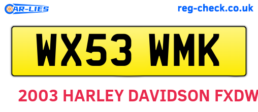 WX53WMK are the vehicle registration plates.