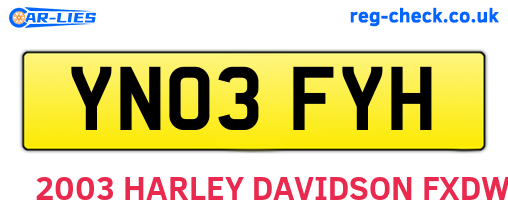 YN03FYH are the vehicle registration plates.