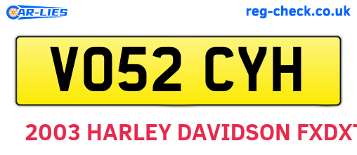 VO52CYH are the vehicle registration plates.