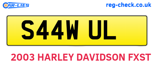 S44WUL are the vehicle registration plates.