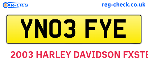 YN03FYE are the vehicle registration plates.