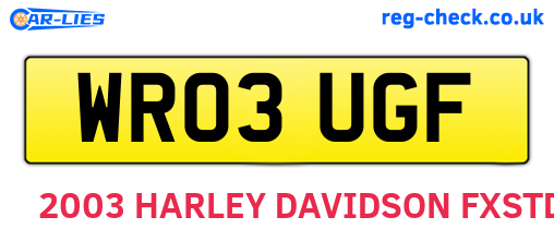 WR03UGF are the vehicle registration plates.