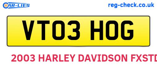 VT03HOG are the vehicle registration plates.