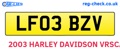 LF03BZV are the vehicle registration plates.