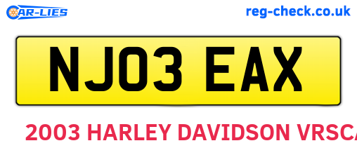 NJ03EAX are the vehicle registration plates.