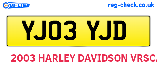 YJ03YJD are the vehicle registration plates.