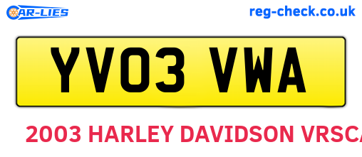 YV03VWA are the vehicle registration plates.