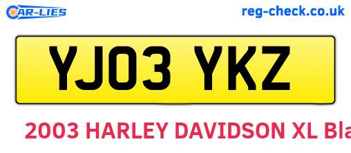 YJ03YKZ are the vehicle registration plates.