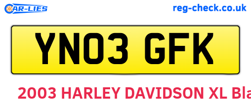 YN03GFK are the vehicle registration plates.