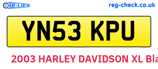 YN53KPU are the vehicle registration plates.