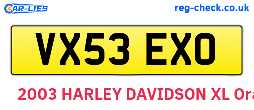 VX53EXO are the vehicle registration plates.