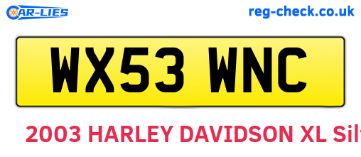 WX53WNC are the vehicle registration plates.