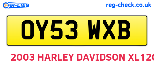 OY53WXB are the vehicle registration plates.