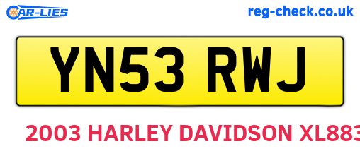 YN53RWJ are the vehicle registration plates.