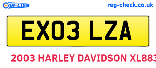 EX03LZA are the vehicle registration plates.