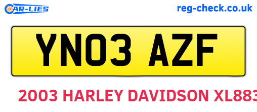YN03AZF are the vehicle registration plates.