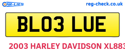 BL03LUE are the vehicle registration plates.