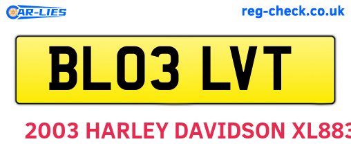 BL03LVT are the vehicle registration plates.