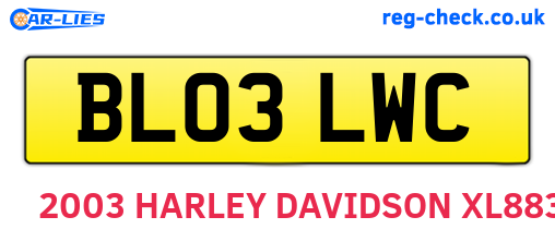 BL03LWC are the vehicle registration plates.