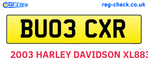 BU03CXR are the vehicle registration plates.