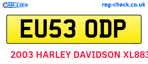 EU53ODP are the vehicle registration plates.