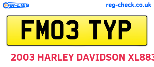 FM03TYP are the vehicle registration plates.