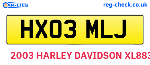 HX03MLJ are the vehicle registration plates.