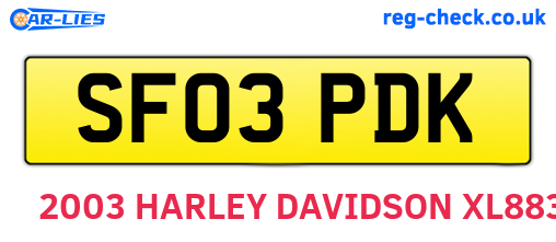 SF03PDK are the vehicle registration plates.