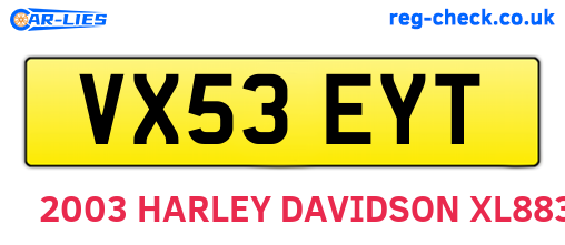 VX53EYT are the vehicle registration plates.