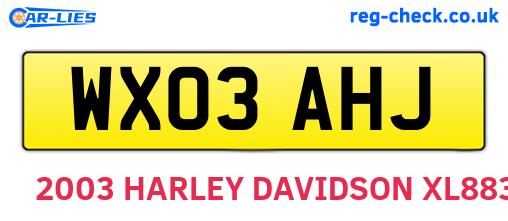 WX03AHJ are the vehicle registration plates.