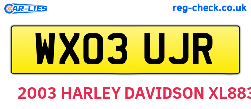 WX03UJR are the vehicle registration plates.