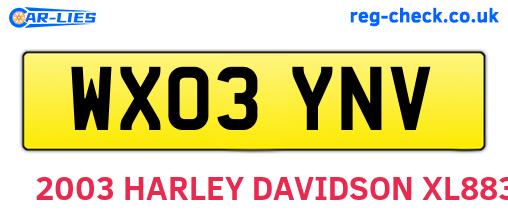 WX03YNV are the vehicle registration plates.