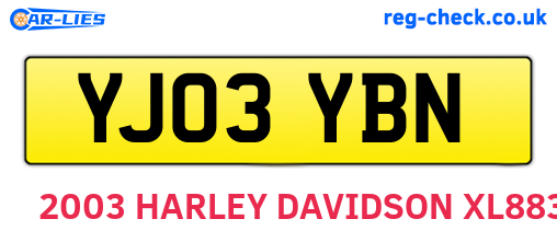 YJ03YBN are the vehicle registration plates.