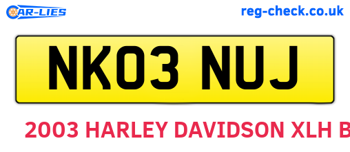 NK03NUJ are the vehicle registration plates.