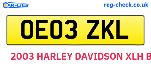 OE03ZKL are the vehicle registration plates.