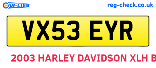 VX53EYR are the vehicle registration plates.