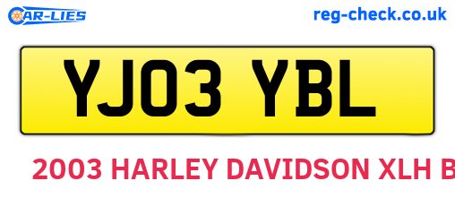 YJ03YBL are the vehicle registration plates.