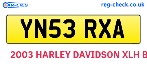 YN53RXA are the vehicle registration plates.