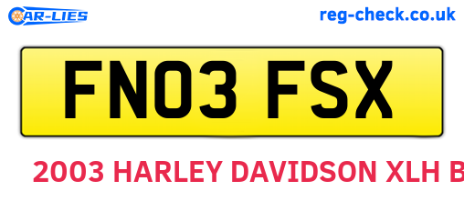 FN03FSX are the vehicle registration plates.