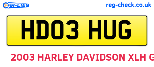 HD03HUG are the vehicle registration plates.