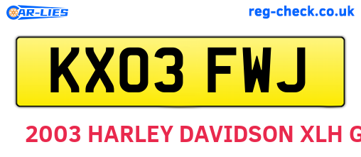 KX03FWJ are the vehicle registration plates.