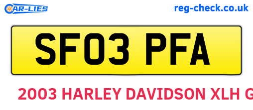SF03PFA are the vehicle registration plates.